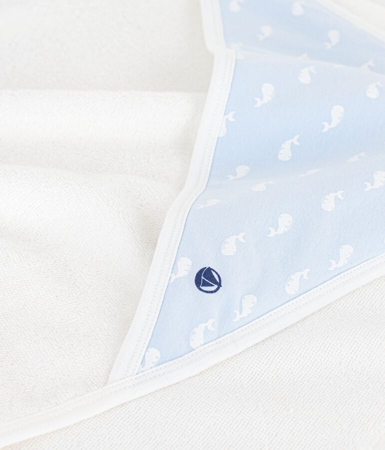 Carr&eacute; de bain b&eacute;b&eacute; en coton bleu/bleu