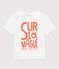 T-shirt met korte mouwen van katoen met motief voor baby's wit MARSHMALLOW