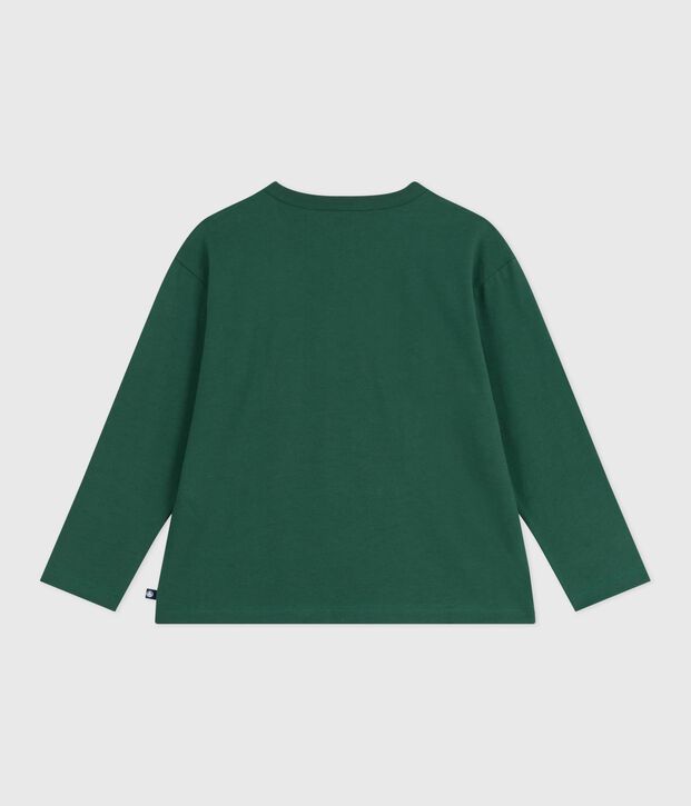 Katoenen T-shirt met lange mouwen en print voor kinderen groen