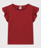 T-shirt manches courtes en coton enfant fille marron OMBRIE