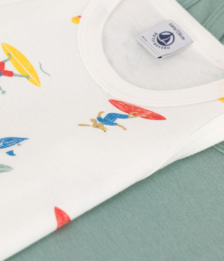 Setje met 2 katoenen kinderhemdjes met surferprint multicouleur