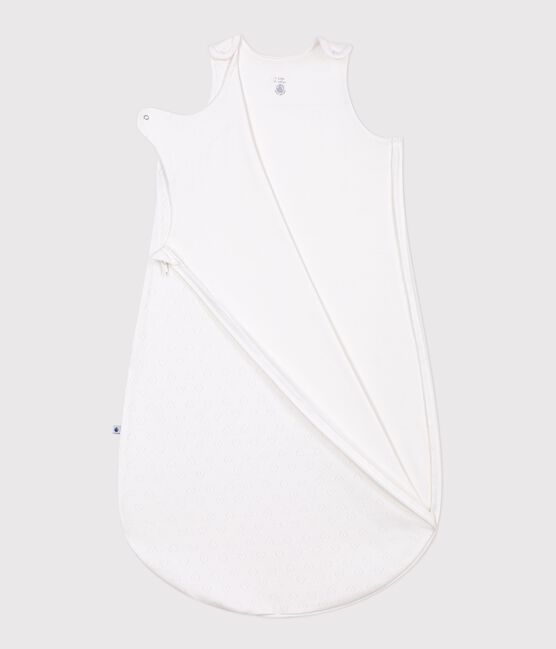 Babytrappelzak van ajourkatoen met hartjesprint TOG 0,5 wit MARSHMALLOW