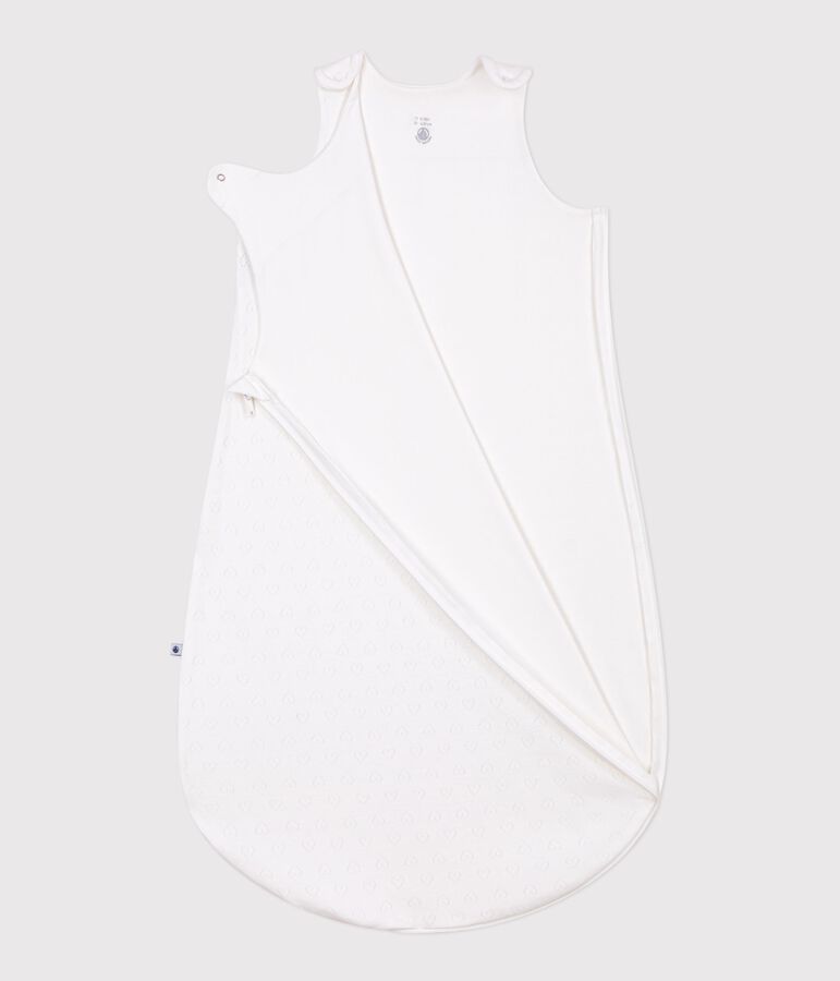 Babytrappelzak van ajourkatoen met hartjesprint TOG 0,5 wit