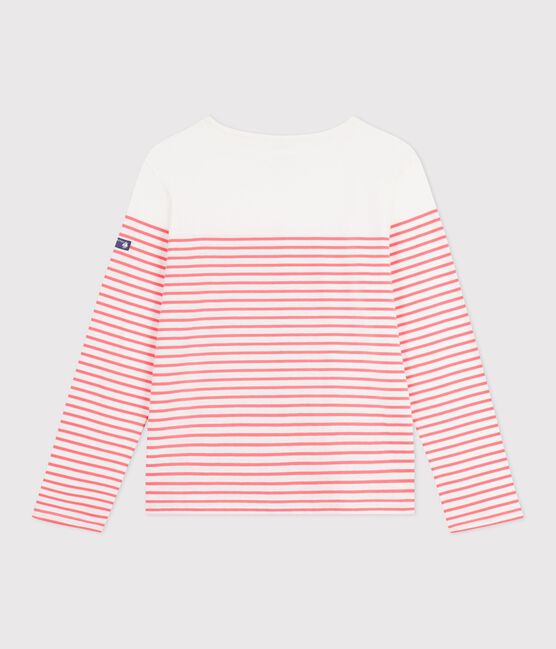 Gestreept katoenen marineshirt voor dames roze MARSHMALLOW/ FLAMAND