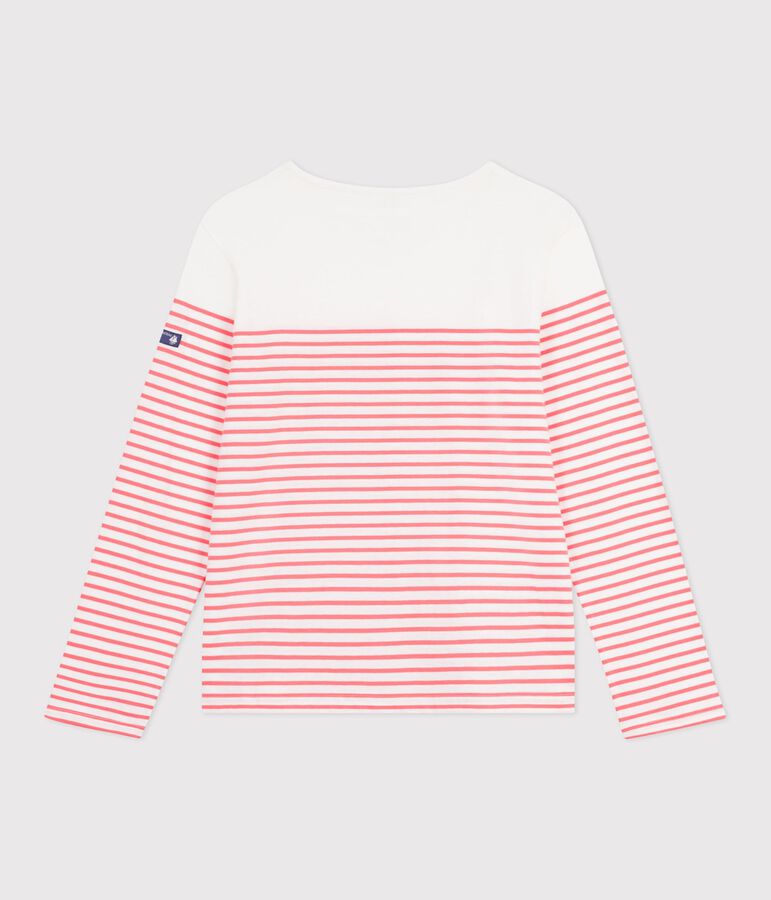 Gestreept katoenen marineshirt voor dames wit/roze
