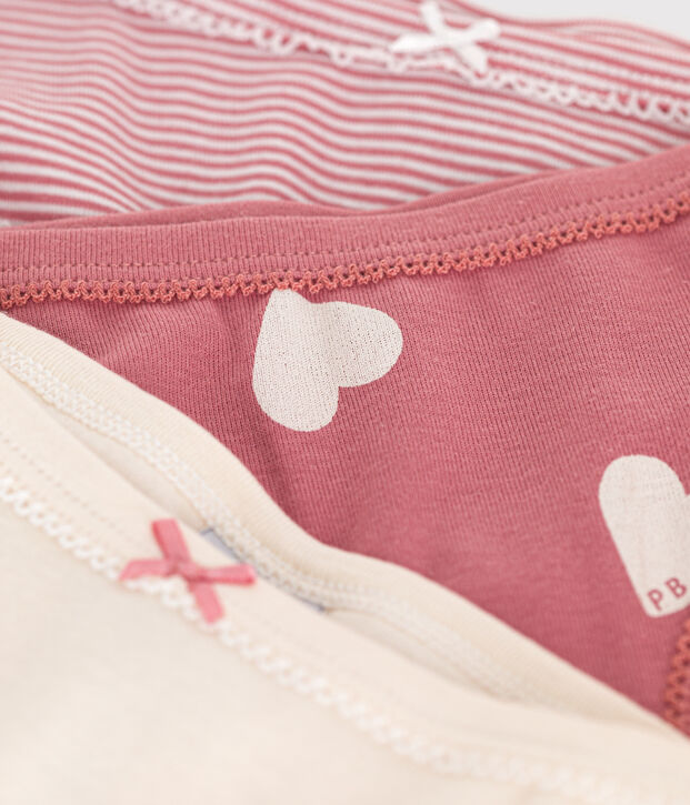 Lot de 3 culottes taille haute c&oelig;ur en coton enfant multicouleur