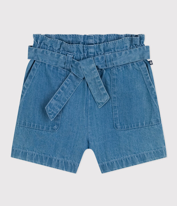 Short en denim l&eacute;ger enfant fille bleu