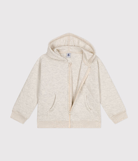 Sweatshirt zippé à capuche en tubique matelassé enfant fille / garçon beige MONTELIMAR CHINE