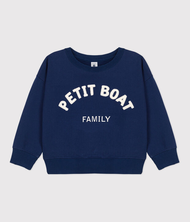 Sweatshirt en molleton enfant fille / gar&ccedil;on bleu fonc&eacute;