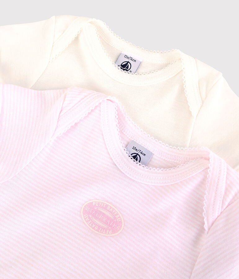 Set van 2 rompertjes met korte mouwen en milleraies-strepen voor baby's, van biologisch katoen multicouleur