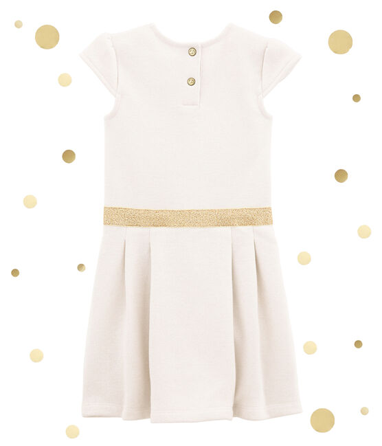 Meisjesjurk in molton wit MARSHMALLOW/geel DORE