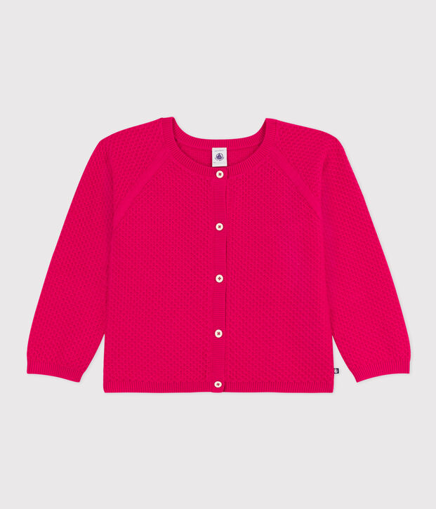 Cardigan en coton enfant fille rose vif