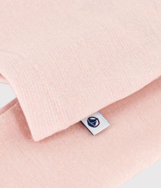 Tee shirt manches longues petite fille/petit gar&ccedil;on en laine et coton rose