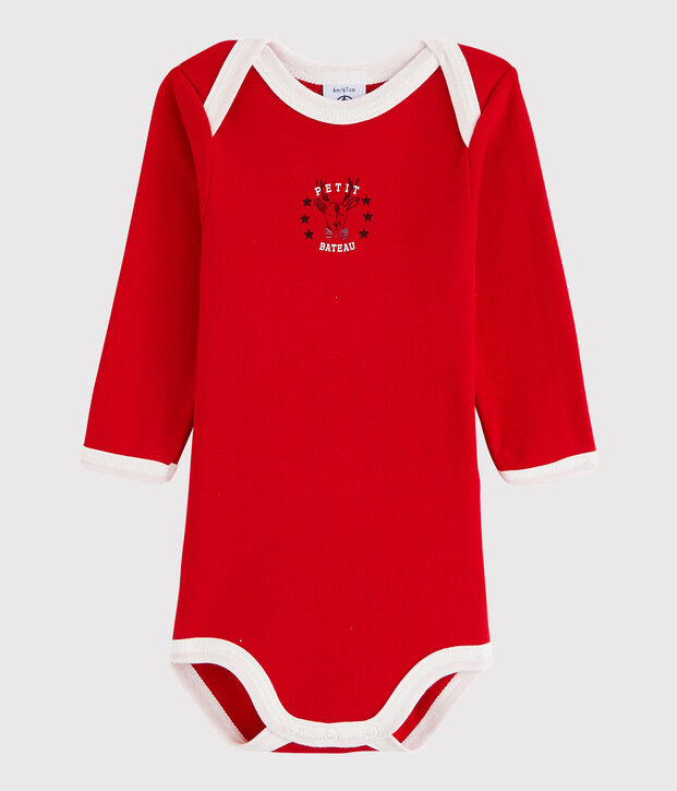 Rompertje lange mouwen babyjongen rood