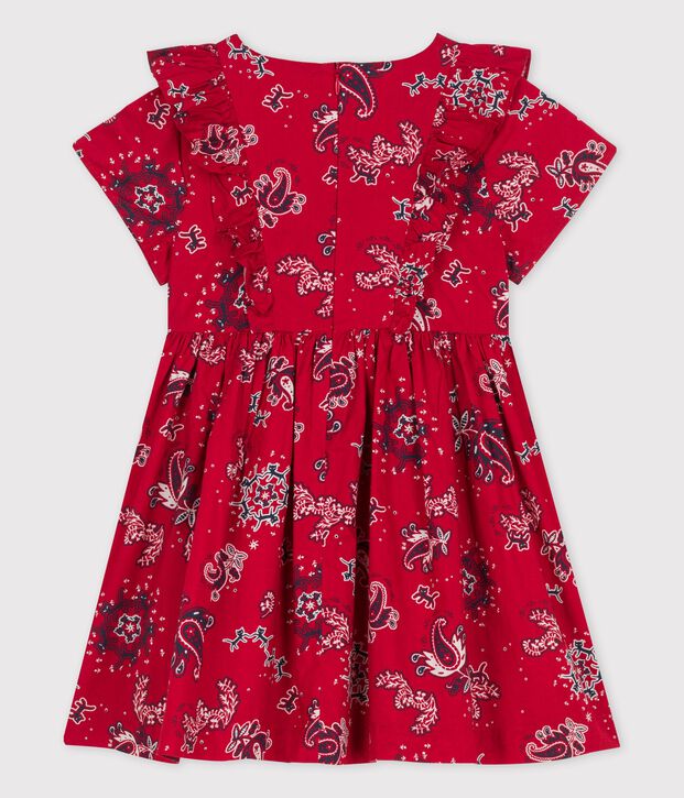 Jurk met korte mouwen van popeline voor meisjes rood/multicouleur