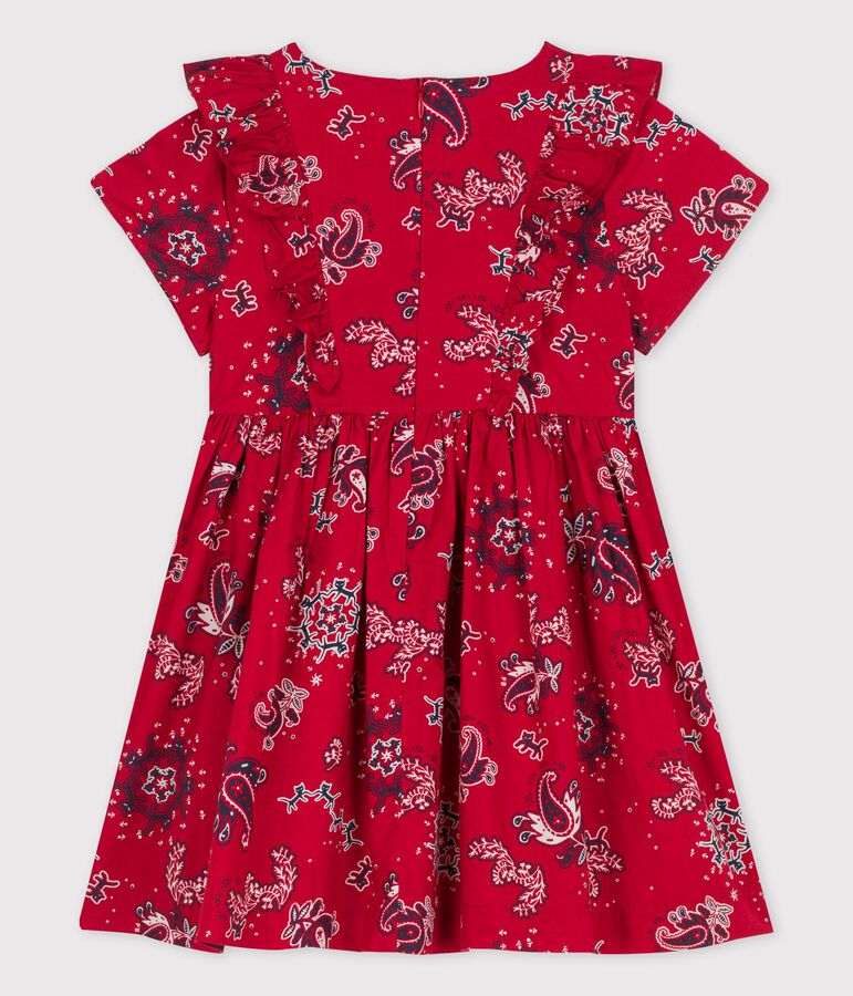 Robe manches courtes en popeline enfant fille rouge TERKUIT/blanc MULTICO