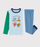 Jongenspyjama van ribtricot met dieren en yoga blauw ALASKA/wit MULTICO