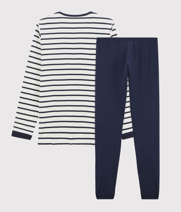 Pyjama marini&egrave;re petit gar&ccedil;on en coton blanc/bleu