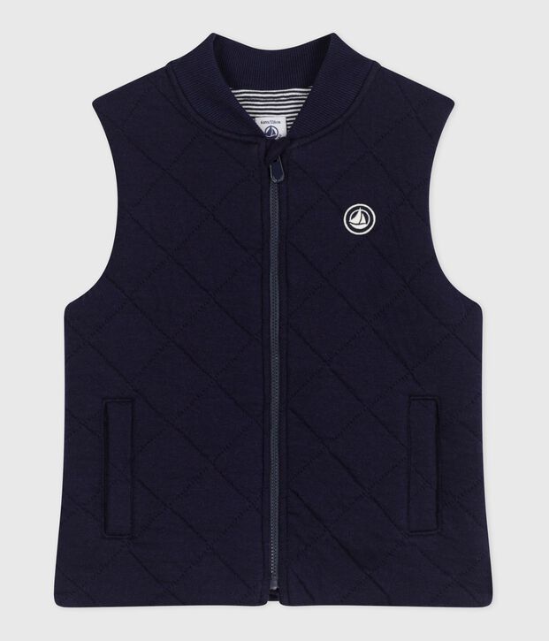 Gilet enfant en coton sans manche uni bleu marine