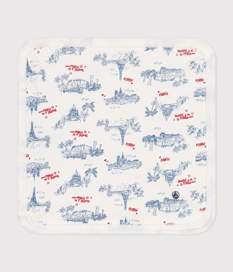 Lingette b&eacute;b&eacute; en coton et &eacute;ponge imprim&eacute;e Paris blanc/multicouleur