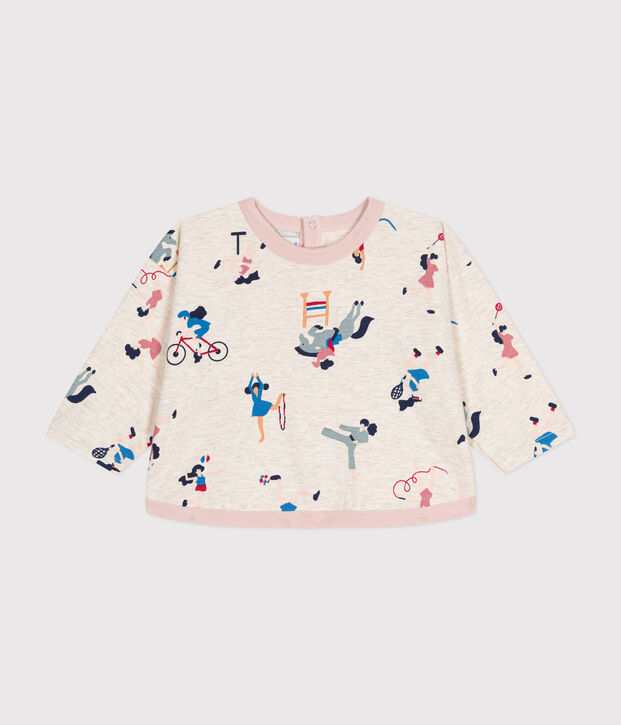 T-shirt met lange mouw van dunne jersey voor baby's beige/multicouleur
