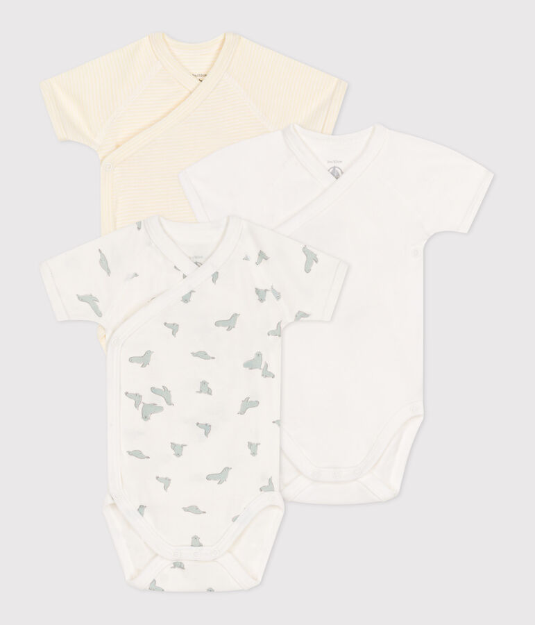 Set van 3 katoenen rompertjes met print en korte mouwen voor baby's multicouleur