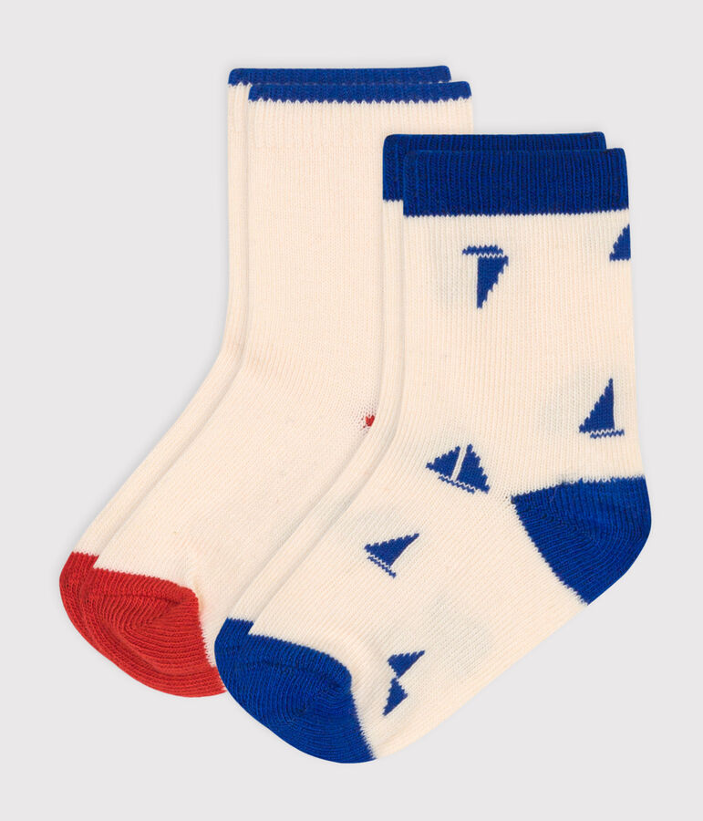2 paires de chaussettes b&eacute;b&eacute; en coton imprim&eacute; bateau multicouleur