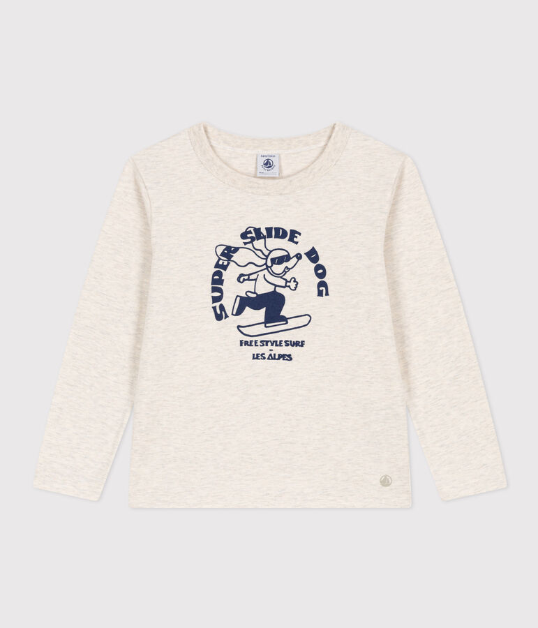 Tee-shirt manches longues en coton enfant fille / gar&ccedil;on beige
