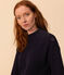 Katoenen trui in Engelse ribstof voor dames blauw SMOKING
