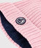 Gebreide babymuts met fleecevoering roze CHARME