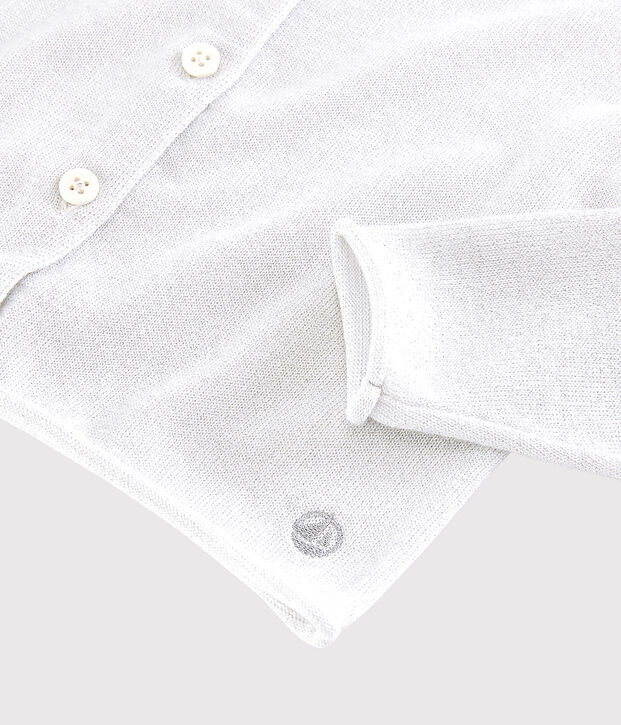 Cardigan en coton enfant fille blanc/gris