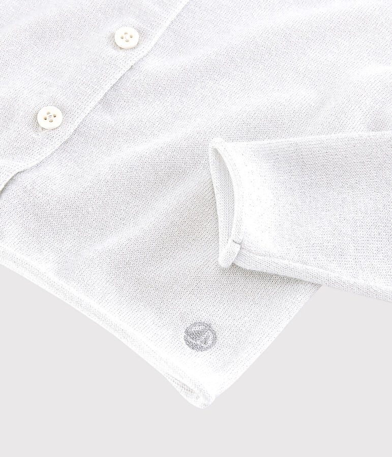 Cardigan en coton enfant fille blanc/gris