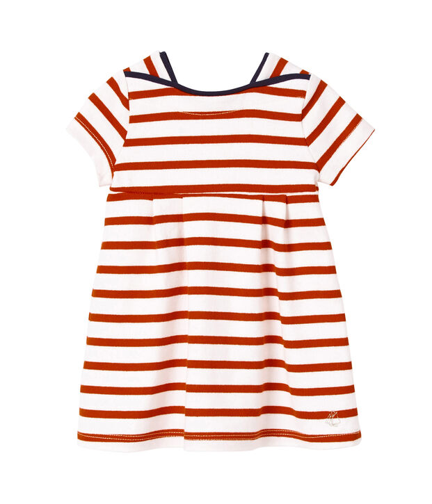 Robe b&eacute;b&eacute; fille en jersey lourd ray&eacute; wit/rood