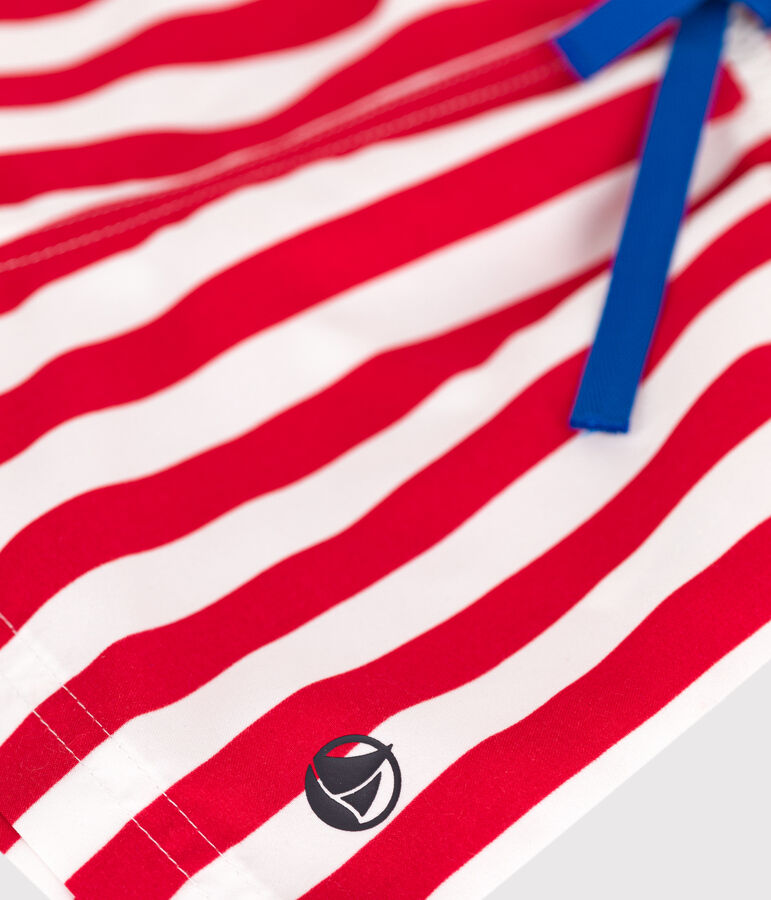 Short de bain b&eacute;b&eacute;, imprim&eacute; ray&eacute; blanc/rouge