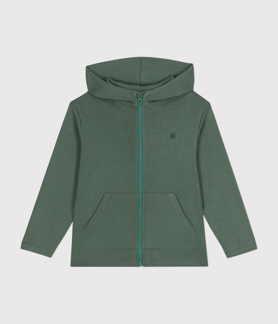Sweatshirt zippé à capuche en cote enfant garçon vert CROCO