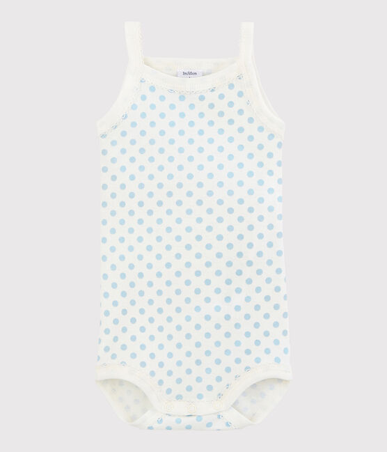 Rompertje met schouderbandjes baby meisje wit MARSHMALLOW/blauw JASMIN
