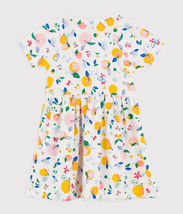 Katoenen babyjurk wit/multicouleur