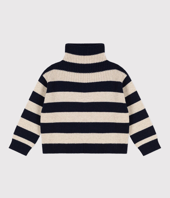 Pull en tricot de laine et coton enfant garçon bleu SMOKING/ AVALANCHE