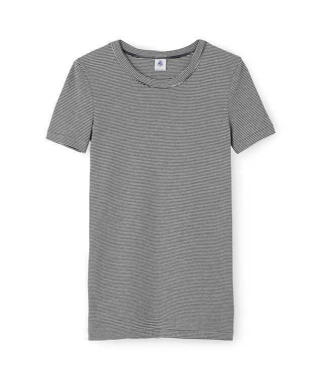 Iconisch T-shirt met korte mouwen vrouwen blauw/wit