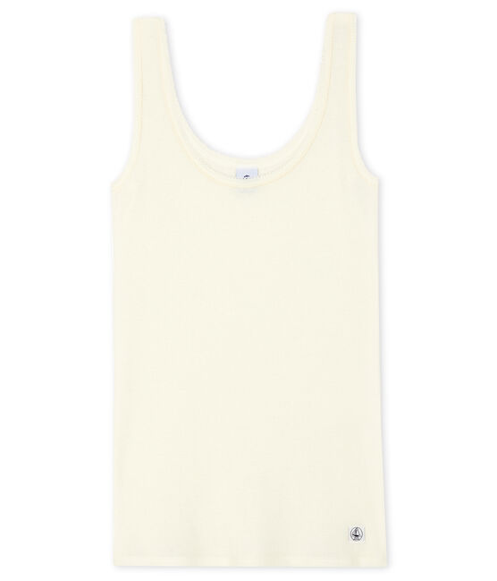 Débardeur femme côte 2x2 blanc MARSHMALLOW