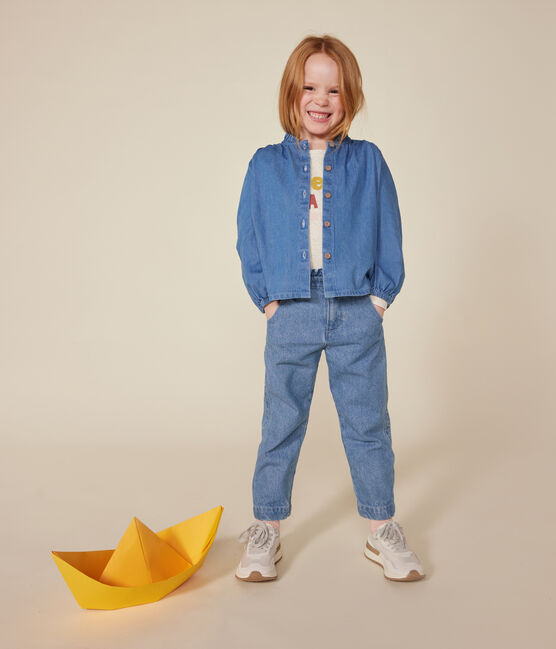 Blouse manches longues en denim enfant fille bleu DENIM CLAIR