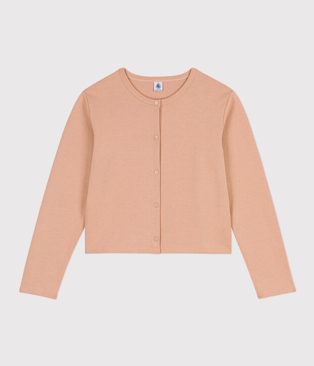 Damescardigan van dik katoen met drukknopen beige