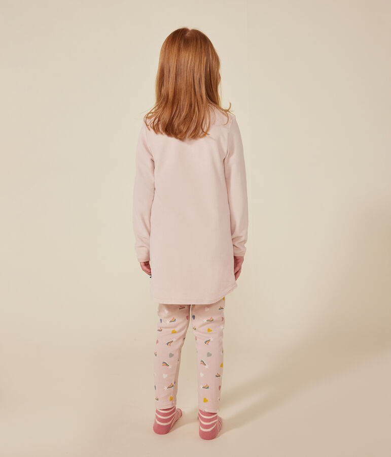 Fluwelen nachthemd voor kinderen. roze SALINE/wit MULTICO