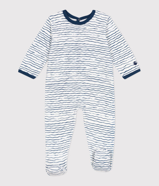 Fluwelen pyjama voor baby's wit ECUME/ INCOGNITO