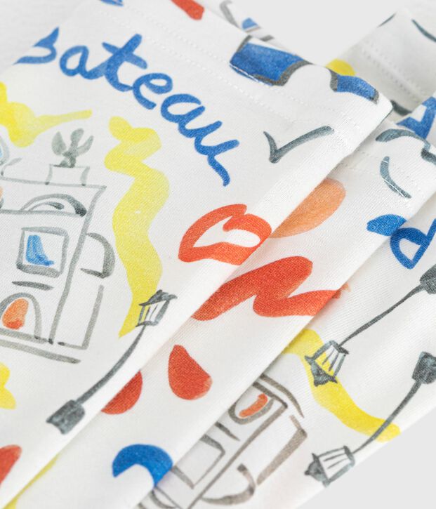 Legging van katoen met print voor kinderen wit/multicouleur