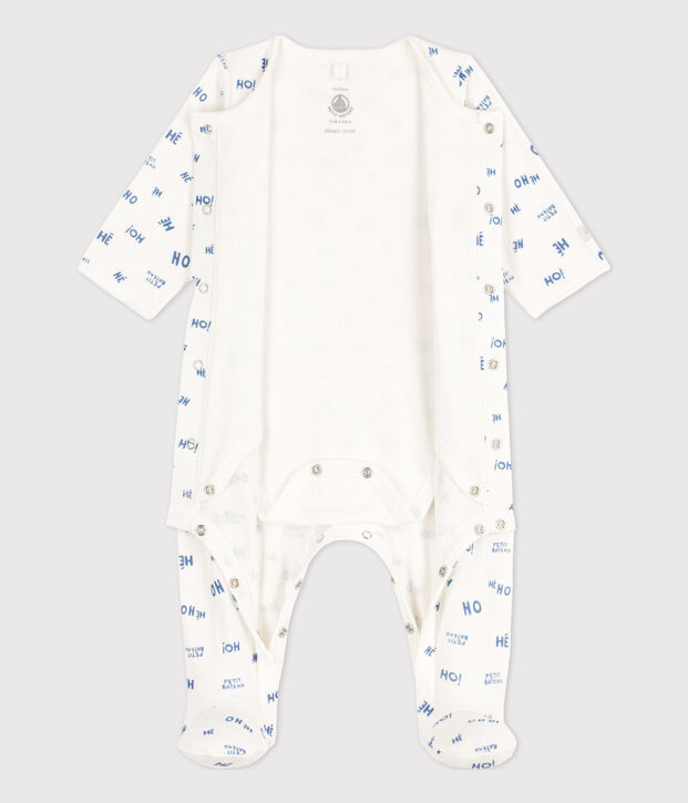 Babypyjama Heho in tubic wit/blauw