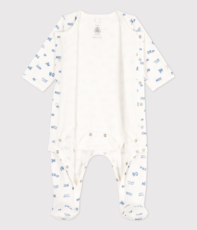 Babypyjama Heho in tubic wit/blauw
