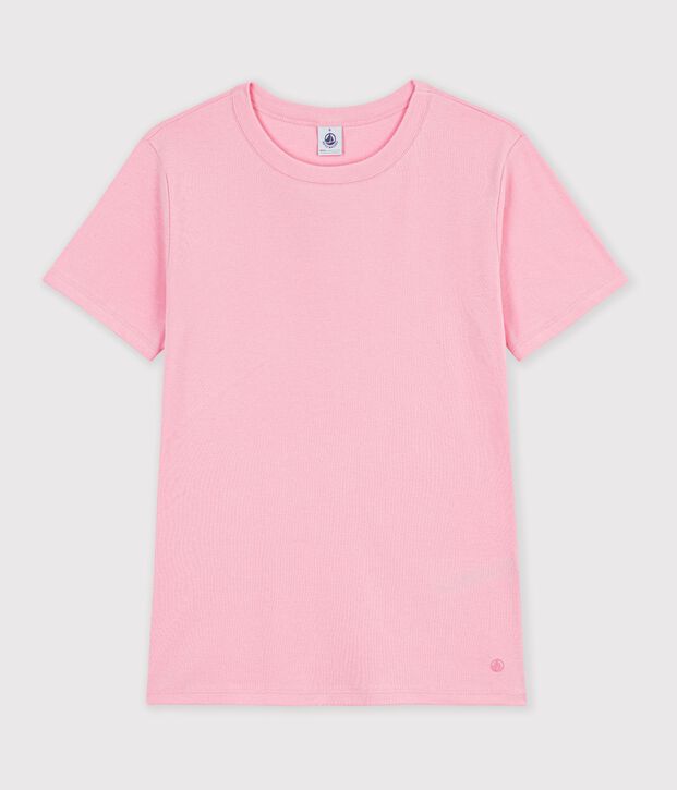 Dames-T-shirt van effen katoen met korte mouwen CHARMI