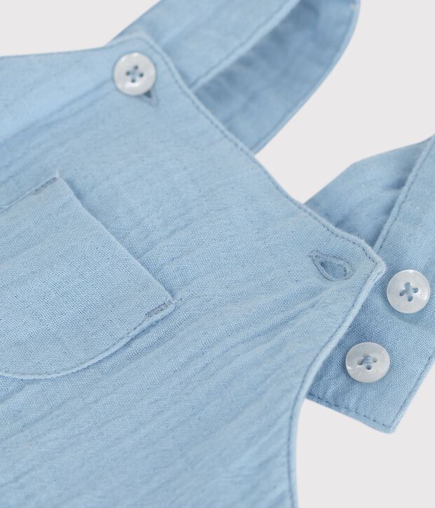 Korte babysalopette van effen, luchtige katoen blauw