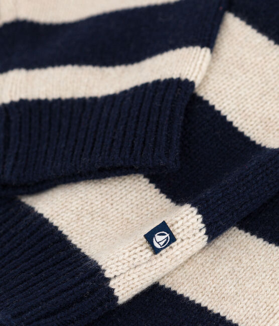 Pull en tricot de laine et coton enfant garçon bleu SMOKING/ AVALANCHE